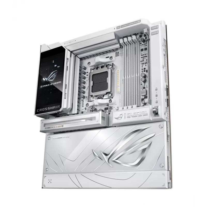Placa base ASUS ROG CROSSHAIR X870E GLACIAL — AMD X870E, zócalo AM5, E-ATX, DDR5, hasta 256 GB, Wi‑Fi 7, Ethernet 10Gb