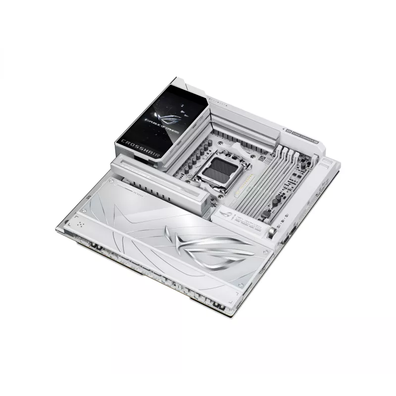Placa base ASUS ROG CROSSHAIR X870E GLACIAL — AMD X870E, zócalo AM5, E-ATX, DDR5, hasta 256 GB, Wi‑Fi 7, Ethernet 10Gb