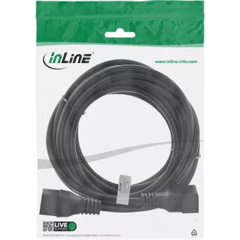 Cable de alimentación InLine C19 / C20 de 3 polos conector macho / conector hembra IEC negro 7,5 m