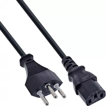 Cable de alimentación InLine, Suiza, negro, 1 m