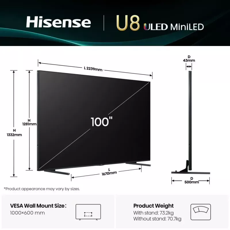 TV Hisense 100U8Q 100