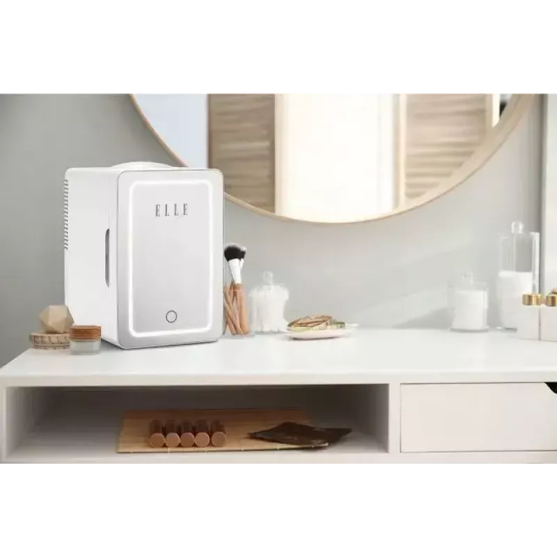 Mini nevera con espejo de maquillaje LED Elle ESDAF01WHEU 6 L blanca