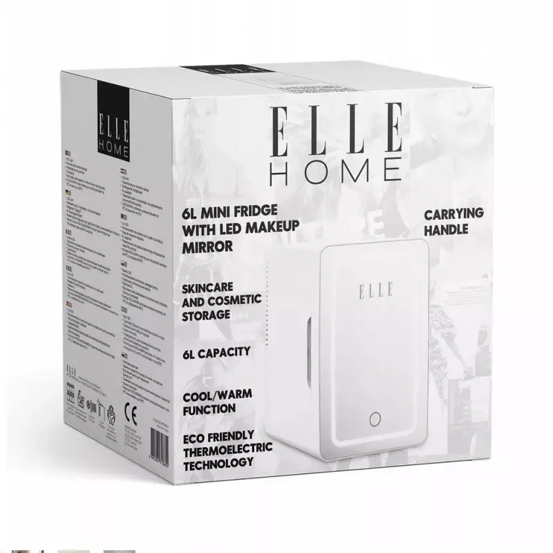 Mini nevera con espejo de maquillaje LED Elle ESDAF01WHEU 6 L blanca