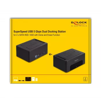 Carcasa para HDD/SSD DeLOCK 64187 negra 2,5/3,5 pulgadas 5 Gbit/s