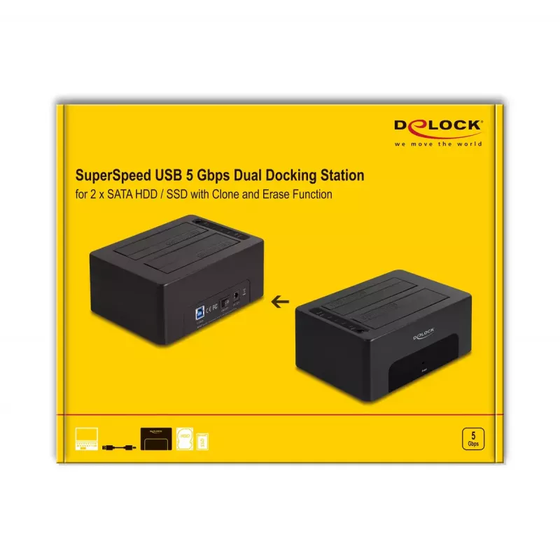 Carcasa para HDD/SSD DeLOCK 64187 negra 2,5/3,5 pulgadas 5 Gbit/s