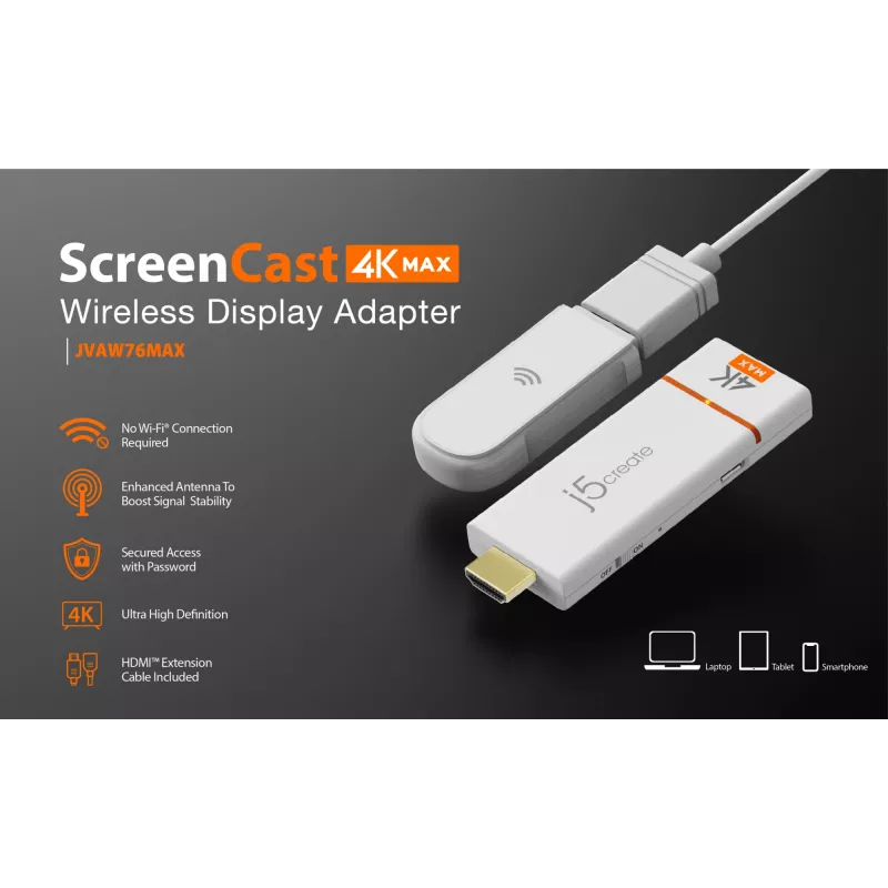 Adaptador de pantalla inalámbrica j5create ScreenCast 4K Max 2160p blanco