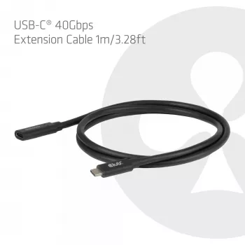Cable de extensión USB-C 40Gbps 1 m — club 3d, USB C a USB C, negro
