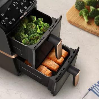 Philips serie 4000 Freidora de aire de doble cesta con cesta vertical 10L de pie 2750 W freidora de aire negro