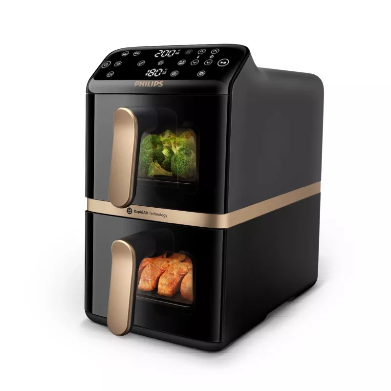 Philips serie 4000 Freidora de aire de doble cesta con cesta vertical 10L de pie 2750 W freidora de aire negro