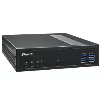 Shuttle XPC Barebone delgado DL40N, Intel N150, 1x DDR5, 2x LAN (2x 2,5Gbit), 2xCOM,1xHDMI,1xDP, 1x VGA, sin ventilador, funcionamiento continuo 24/7
