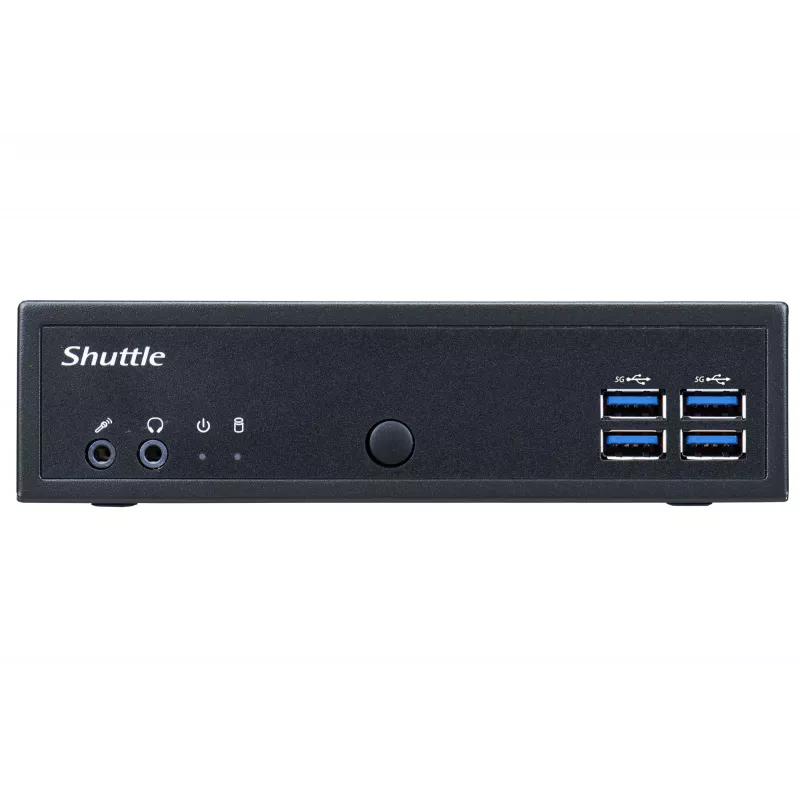 Shuttle XPC Barebone delgado DL40N, Intel N150, 1x DDR5, 2x LAN (2x 2,5Gbit), 2xCOM,1xHDMI,1xDP, 1x VGA, sin ventilador, funcionamiento continuo 24/7
