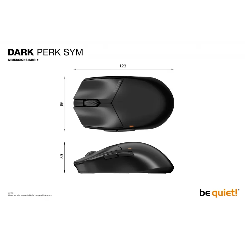 be quiet Dark Perk | Sym Ratón gaming diestro RF Wireless + USB Type-C Óptico 32000 DPI