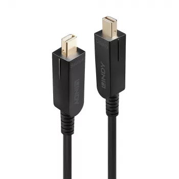 Lindy Cable Mini DisplayPort 1.4 híbrido de fibra óptica 30m con conectores DP extraíbles
