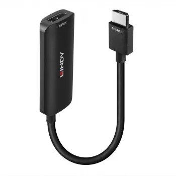 Lindy Convertidor HDMI 8K60 a DisplayPort 1.4, 0,157 m, HDMI tipo A (estándar), DisplayPort, conector macho, conector hembra, recto