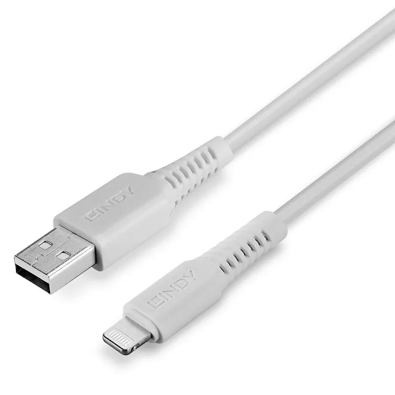 Lindy Cable USB a Lightning de 3 m, blanco, 3 m, USB A, conector macho, conector macho, blanco, recto