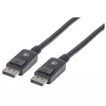 Manhattan Cable DisplayPort 1.2, 4K@60hz, 1m, conector macho a conector macho, con bloqueo, totalmente apantallado, negro, garantía de por vida, corresponde a DISPL1M