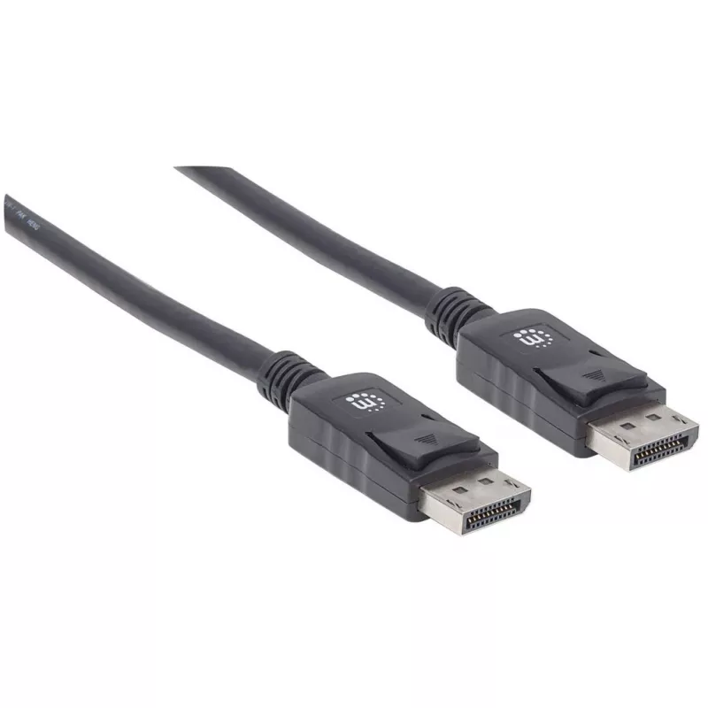 Manhattan Cable DisplayPort 1.2, 4K@60hz, 1m, conector macho a conector macho, con bloqueo, totalmente apantallado, negro, garantía de por vida, corresponde a DISPL1M
