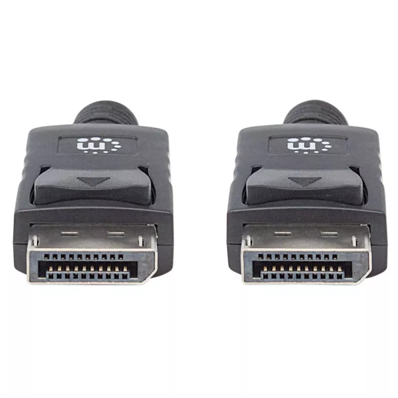 Manhattan Cable DisplayPort 1.2, 4K@60hz, 1m, conector macho a conector macho, con bloqueo, totalmente apantallado, negro, garantía de por vida, corresponde a DISPL1M