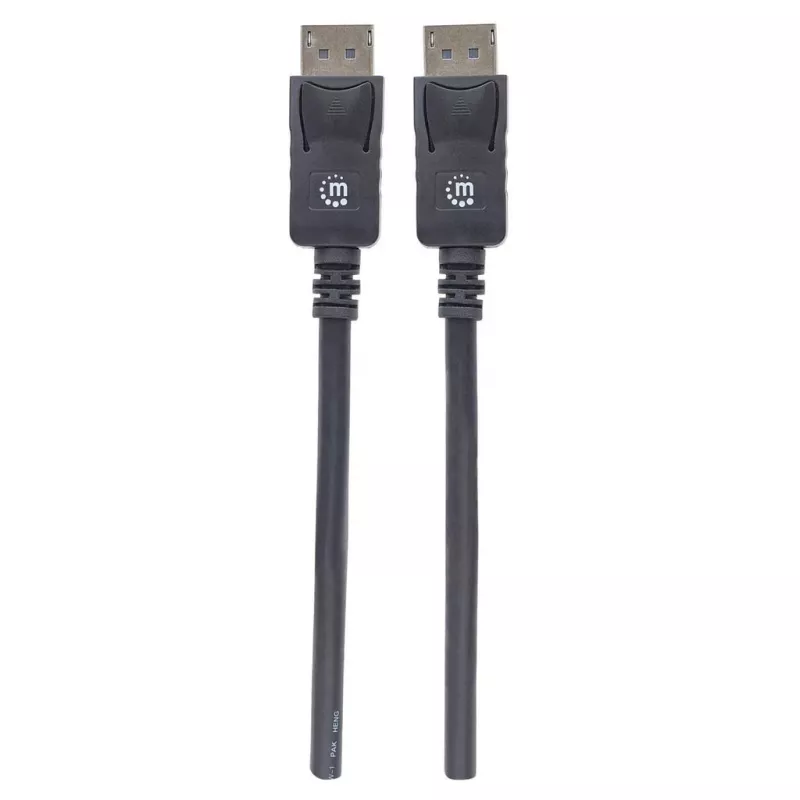 Manhattan Cable DisplayPort 1.2, 4K@60hz, 1m, conector macho a conector macho, con bloqueo, totalmente apantallado, negro, garantía de por vida, corresponde a DISPL1M