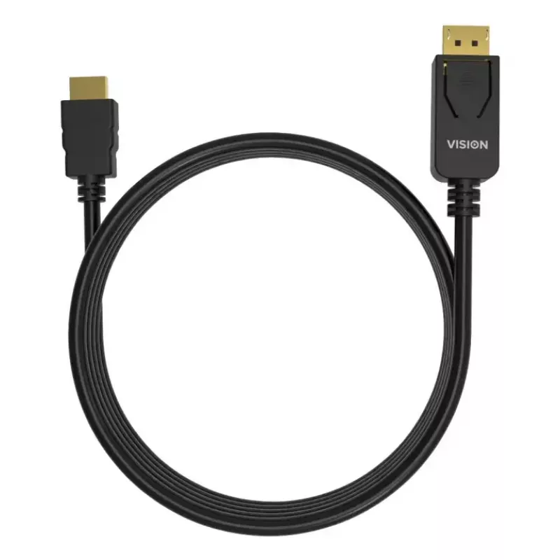 Adaptador de cable de vídeo VISION TC 2MDPHDMI8K/BL — 2 m DisplayPort a HDMI, 6 mm, negro