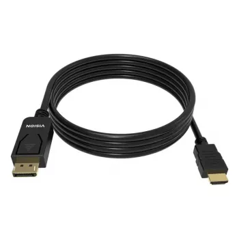 Adaptador de cable de vídeo VISION TC 2MDPHDMI8K/BL — 2 m DisplayPort a HDMI, 6 mm, negro