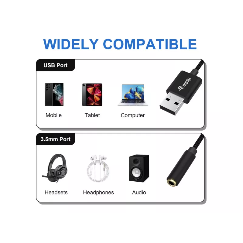 Cable de audio Equip 147945 0,15 m 3,5 mm USB Type-A negro
