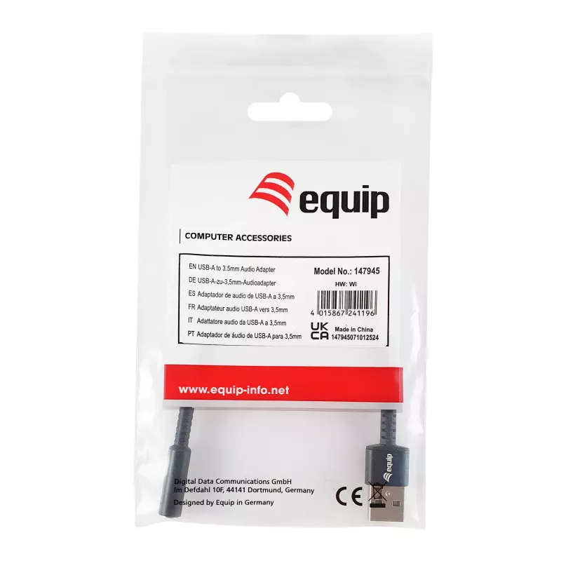 Cable de audio Equip 147945 0,15 m 3,5 mm USB Type-A negro
