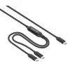 Cable de carga dual USB-C a USB-C Manhattan, 100 W, 2 m, conector macho a dos conectores macho, cable divisor inteligente, carga dos dispositivos desde un solo puerto USB-C PD, ofrece hasta 100 W en carga individual y hasta 70 W + 28 W en carga doble, cable trenzado, conectores de aluminio, negro
