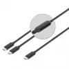 Cable de carga dual USB-C a USB-C Manhattan, 100 W, 2 m, conector macho a dos conectores macho, cable divisor inteligente, carga dos dispositivos desde un solo puerto USB-C PD, ofrece hasta 100 W en carga individual y hasta 70 W + 28 W en carga doble, cable trenzado, conectores de aluminio, negro