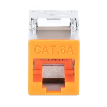 Jack Keystone Cat6a 10G blindado sin herramientas delgado Intellinet, naranja
