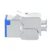 Jack Keystone Cat6a 10G blindado sin herramientas delgado Intellinet, plano, azul, RJ-45, IDC, conector hembra, oro