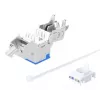 Jack Keystone Cat6a 10G blindado sin herramientas delgado Intellinet, plano, azul, RJ-45, IDC, conector hembra, oro