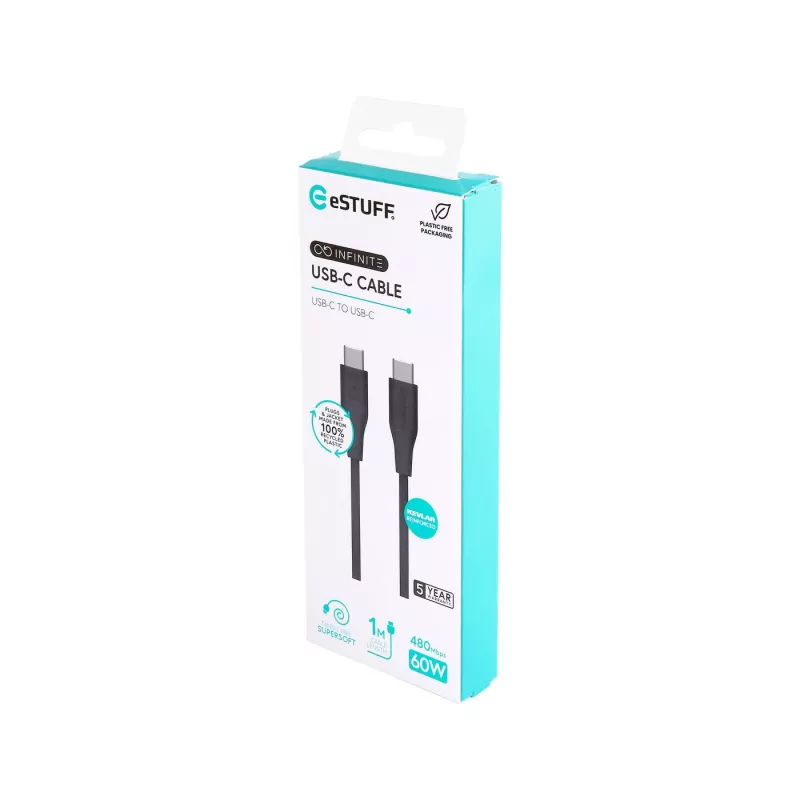 Cable USB eSTUFF ES604180 USB 2.0 1 m USB-C negro