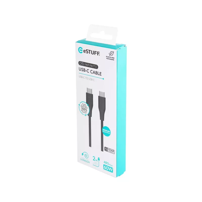 Cable USB eSTUFF ES604280 USB 2.0 2 m USB C negro