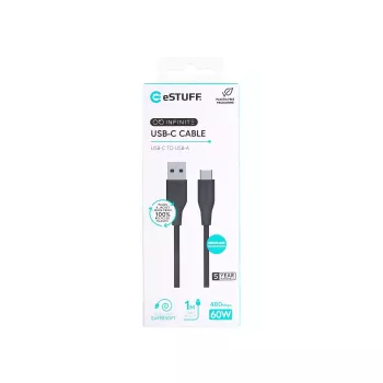 Cable USB eSTUFF ES605180 USB 2.0 1 m USB-C USB-A negro