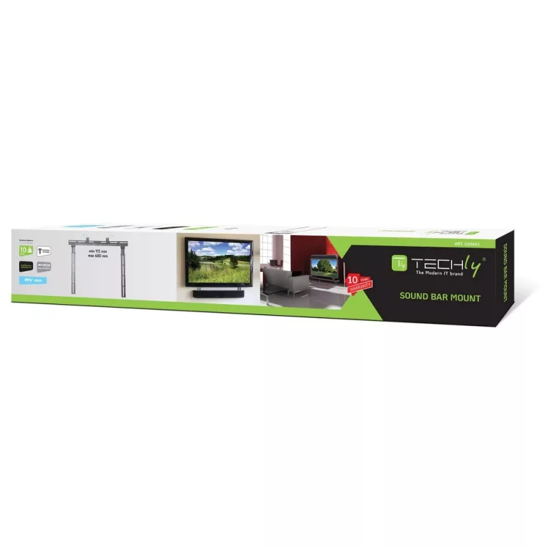 Techly Soporte para barra de sonido de 10kg para TV o Soporte TV Negro ICA-PLB 102S