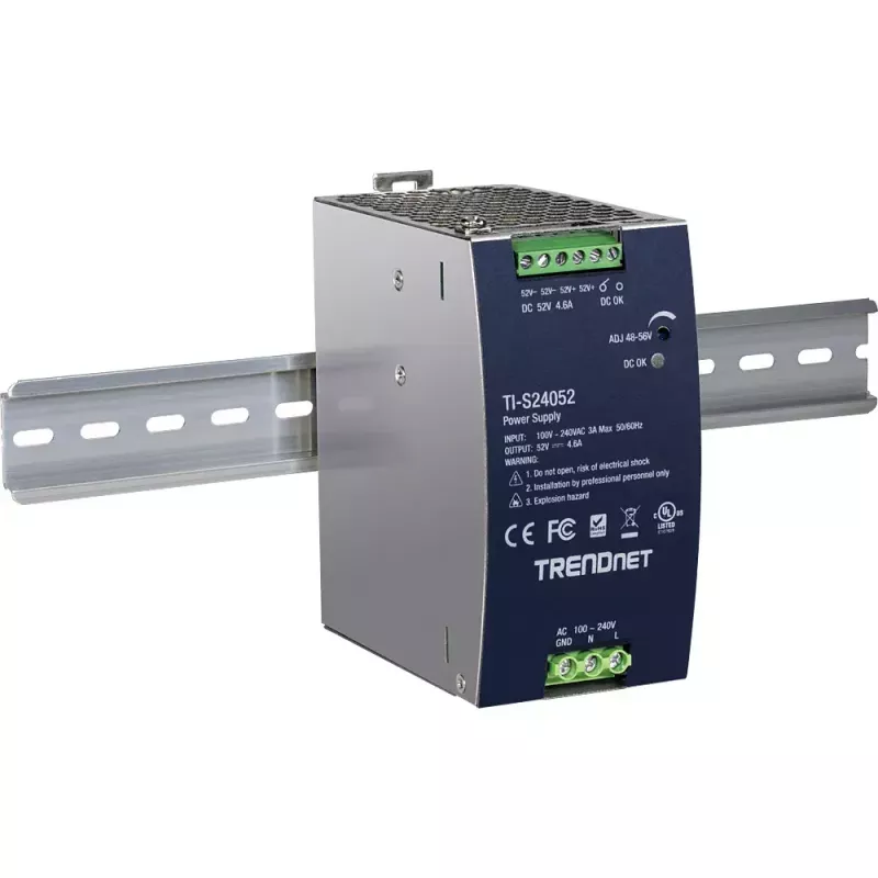 Fuente de alimentación TRENDNET TI-S24052 para switch de red, 240W, AC 90–264V, protección: OCP/OPP/OVP/OTP/cortocircuito, negro