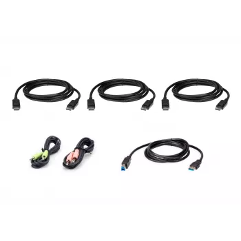 ATEN Kit de cables KVM USB DisplayPort Triple-Display de 1,8 m