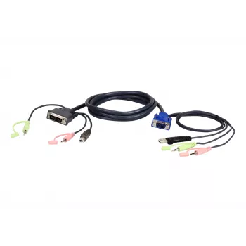ATEN Cable KVM VGA USB a DVI 3m Negro, Azul, Verde, Rosa