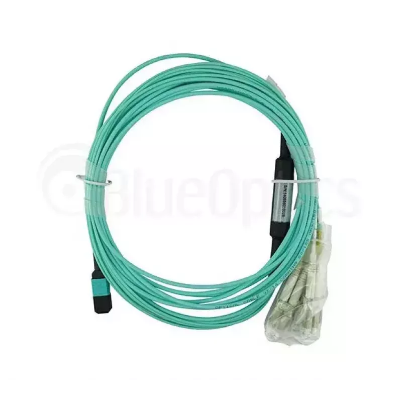 Cable de fibra óptica BlueOptics 9380014-10M MPO a 4x LC, 10 m, OM3, aqua