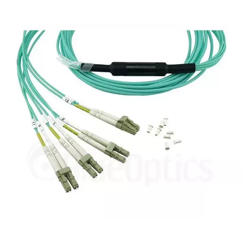 Cable de fibra óptica BlueOptics 9380014-10M MPO a 4x LC, 10 m, OM3, aqua