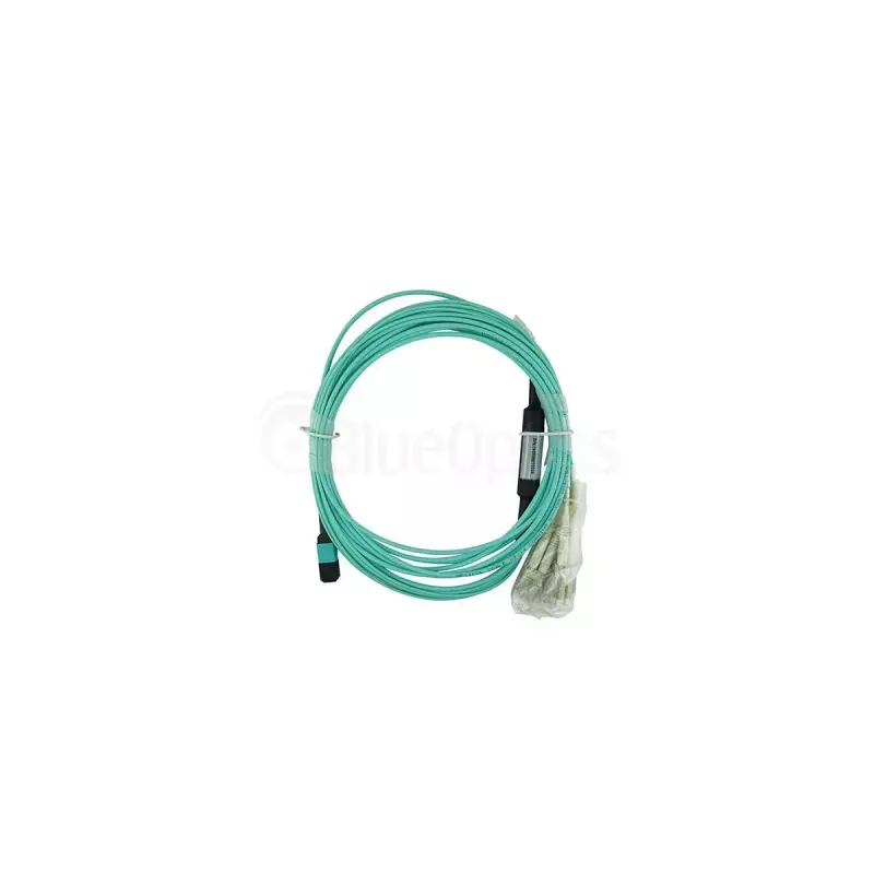 Cable de fibra óptica BlueOptics SFP5141EU10MKB 10 m OM3 MPO a 4×LC aguamarina
