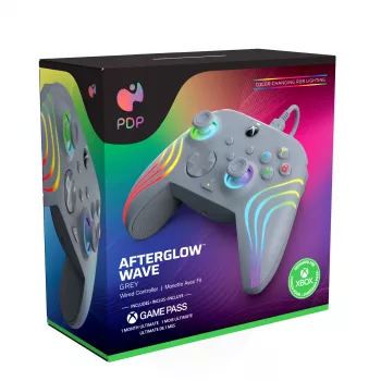 PDP Afterglow Wave gris USB Gamepad analógico / digital PC, Xbox One, Xbox Series S, Xbox Series X