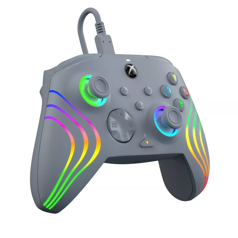 PDP Afterglow Wave gris USB Gamepad analógico / digital PC, Xbox One, Xbox Series S, Xbox Series X