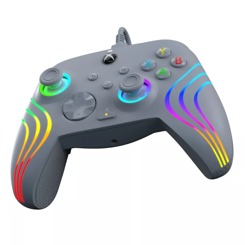 PDP Afterglow Wave gris USB Gamepad analógico / digital PC, Xbox One, Xbox Series S, Xbox Series X