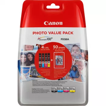 Cartucho de tinta Canon CLI-551XL alto rendimiento BK/C/M/Y pack de 4