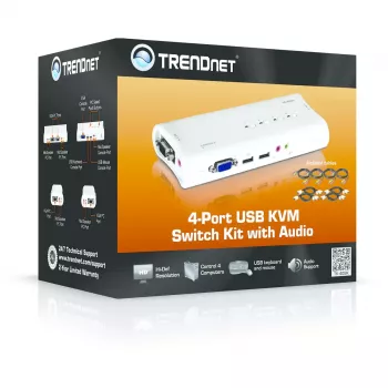 Conmutador KVM Trendnet TK-409K USB VGA 2048x1536 1,6 m con cable azul