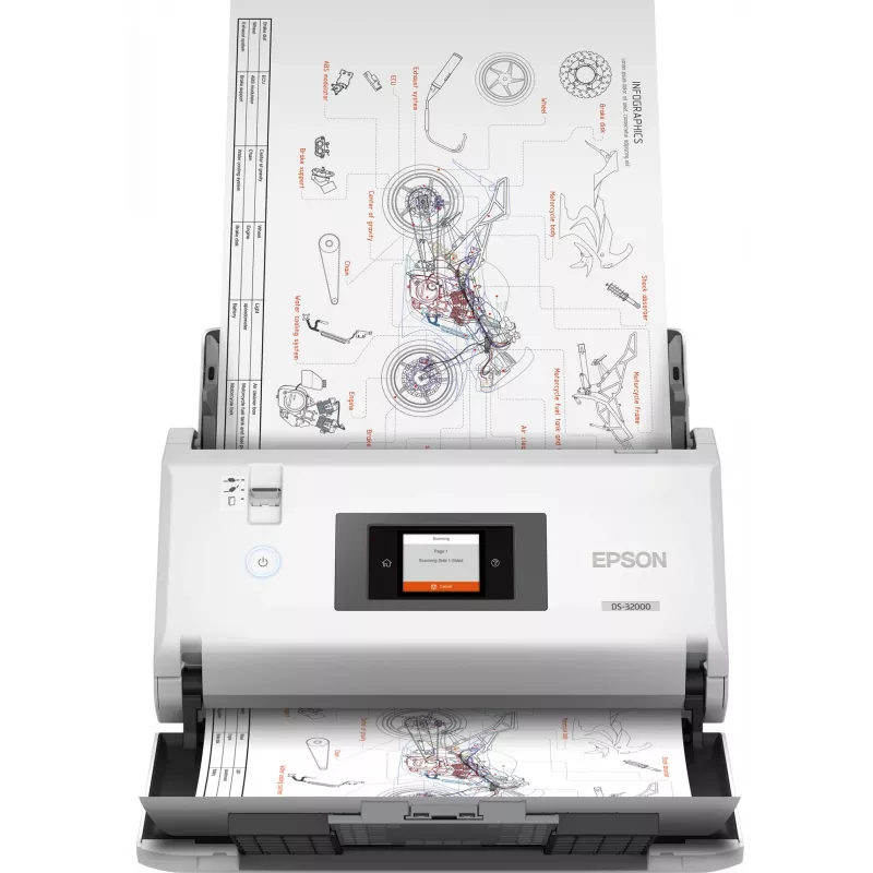 Escáner de alimentación Epson WorkForce DS-32000 600 x 600 DPI A3 blanco
