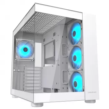 Caja PC semitorre Cougar FV150 ARGB Blanca — ATX/Micro-ATX/Mini-ITX, 3x120mm frontal, 1x120mm trasero, 2x3,5