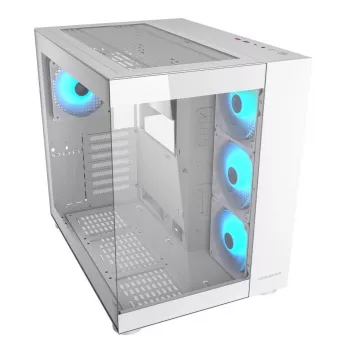 Caja PC semitorre Cougar FV150 ARGB Blanca — ATX/Micro-ATX/Mini-ITX, 3x120mm frontal, 1x120mm trasero, 2x3,5